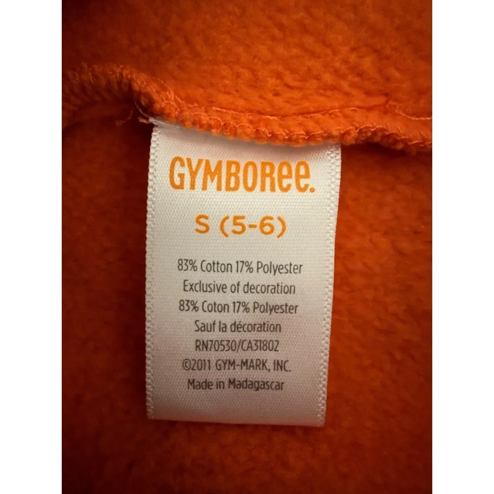 Gymboree Boys S (5-6) Dino Mighty Orange Dinosaur Fleece Pullover Hoodie